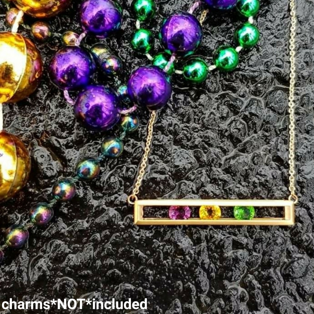 GOLD BIRTHSTONE BAR LOCKET NECKLACE
